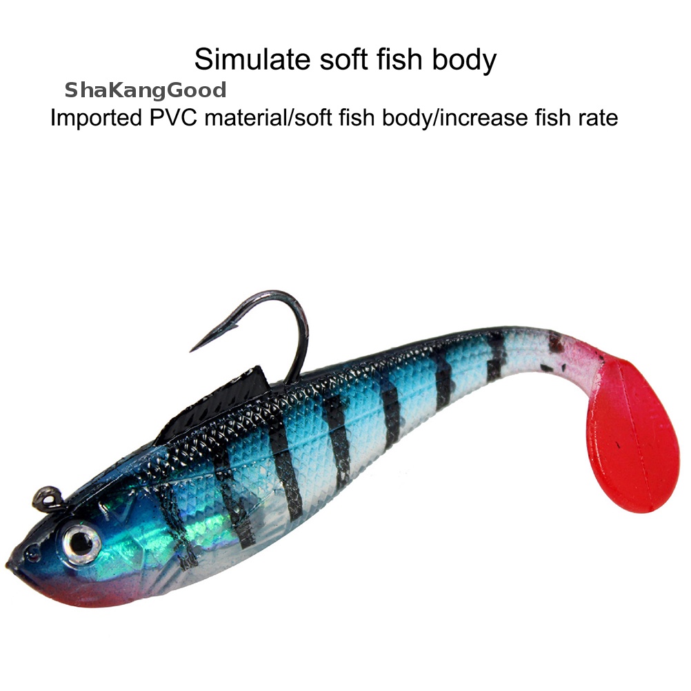 Kait Plastik Lembut Selip (8.5cm /10g) ultra-Ringan Memancing submersible t-tail Lembut Berbentuk Ikan SKK