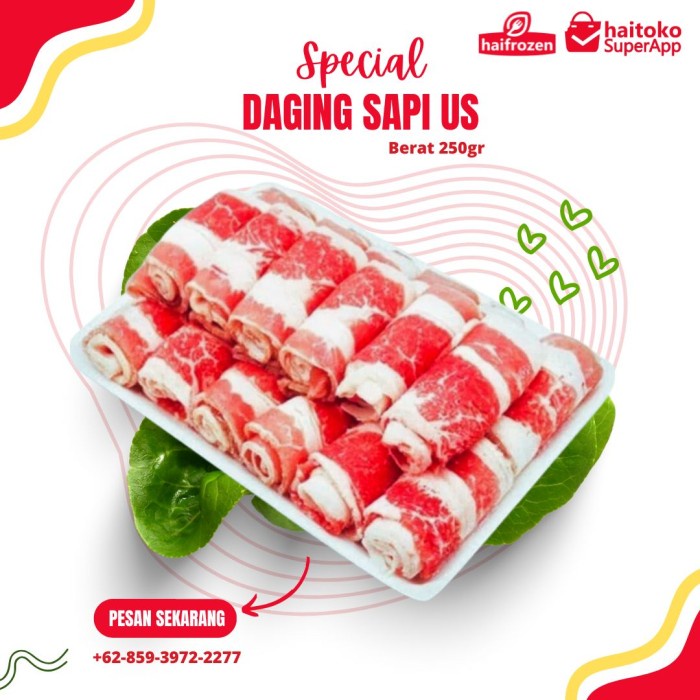 

Daging Sapi US Premium 250 gr Slice Beef untuk Grill BBQan Frozen Food