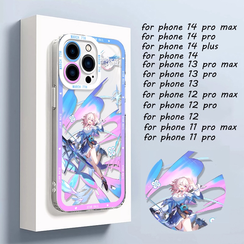 IPHONE Honkai Star Rail Himeko Phone Case Kompatibel Untuk Iphone14 11 13 12 Pro Max XS XR X8 7 6S Plus Mini Lembut Asta Maret 7th Casing Transparan TPU Silikon Shockproof Cover