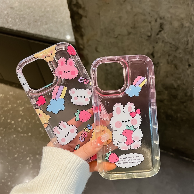 IPHONE Casing Ponsel Kelinci Lucu Kompatibel Untuk Iphone7Plus8Plus6Plus11 14 13 12 Pro MAX XR X XS MAX SE Airbag Shockproof Cover