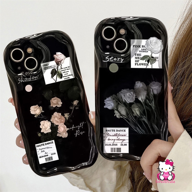 Stiker 3D Wavy Curved Edge Glossy Casing Label Bunga Untuk Redmi A1 9A A2 9T 10C 9C NFC 10 10A 9 Redmi Note 11 10S 10Pro Max 12 8 11s 9 10 POCO M3 Lukisan Minyak Rose Flowers Case