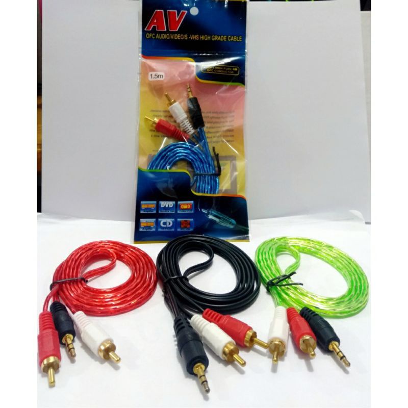 Kabel AUX AV 1x2 Jack 1.5m Audio Kabel Data AV 2in1 Original