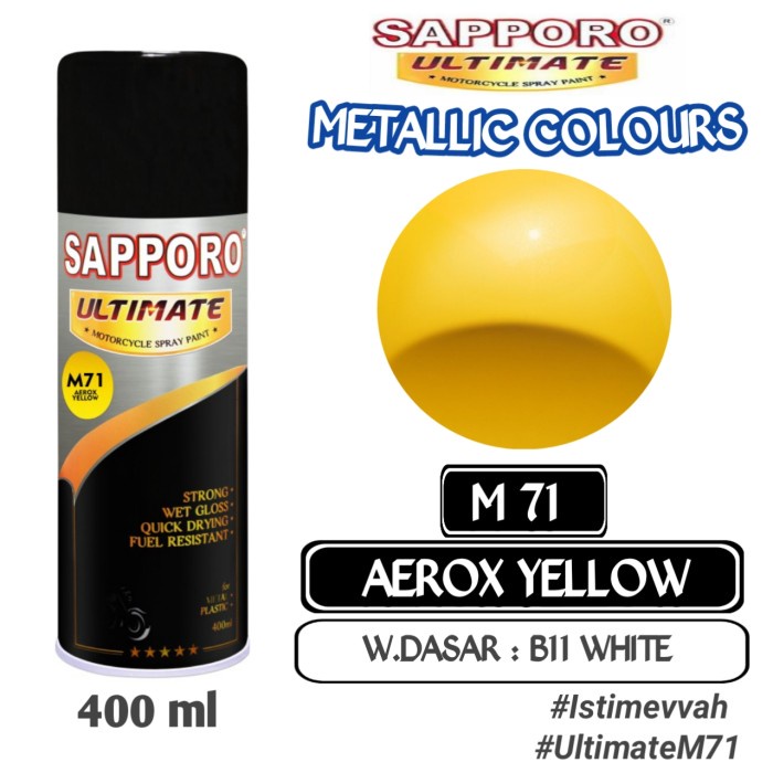 

M71 AEROX YELLOW SAPPORO ULTIMATE 400ml Cat Semprot Pylok Pilok Pylox