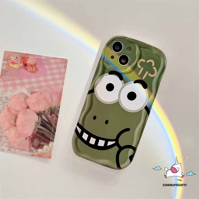 Kartun Lucu Crocodile Little Monster Soft Lovers Case Kompatibel Untuk iPhone XR 11 13 7Plus 14 12 Pro Max X6 7 6s 8 Plus XS Max SE 2020 3D Tepi Melengkung Bergelombang Fashion Cute Frog Case