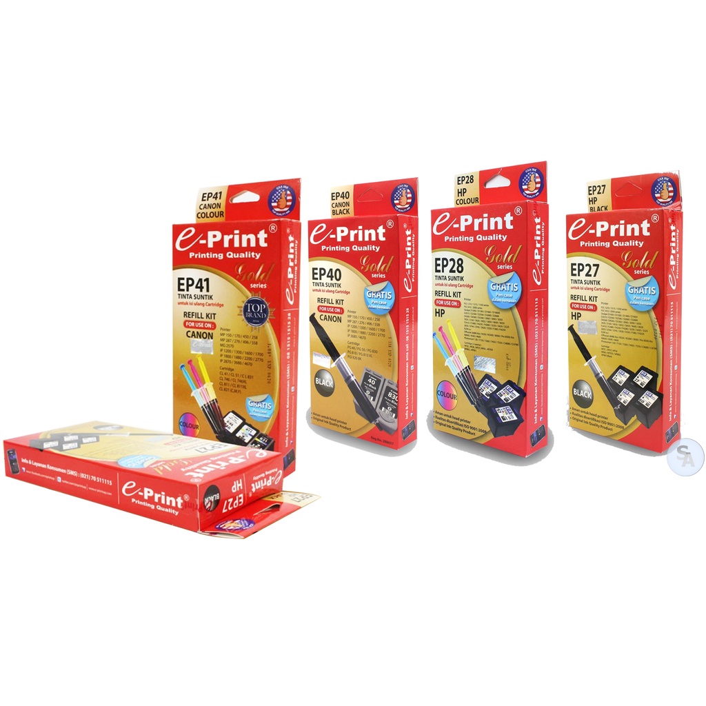 

E-PRINT - Refill Tinta Kit Gold Series Tinta Suntikan Black - Colour - Pcs