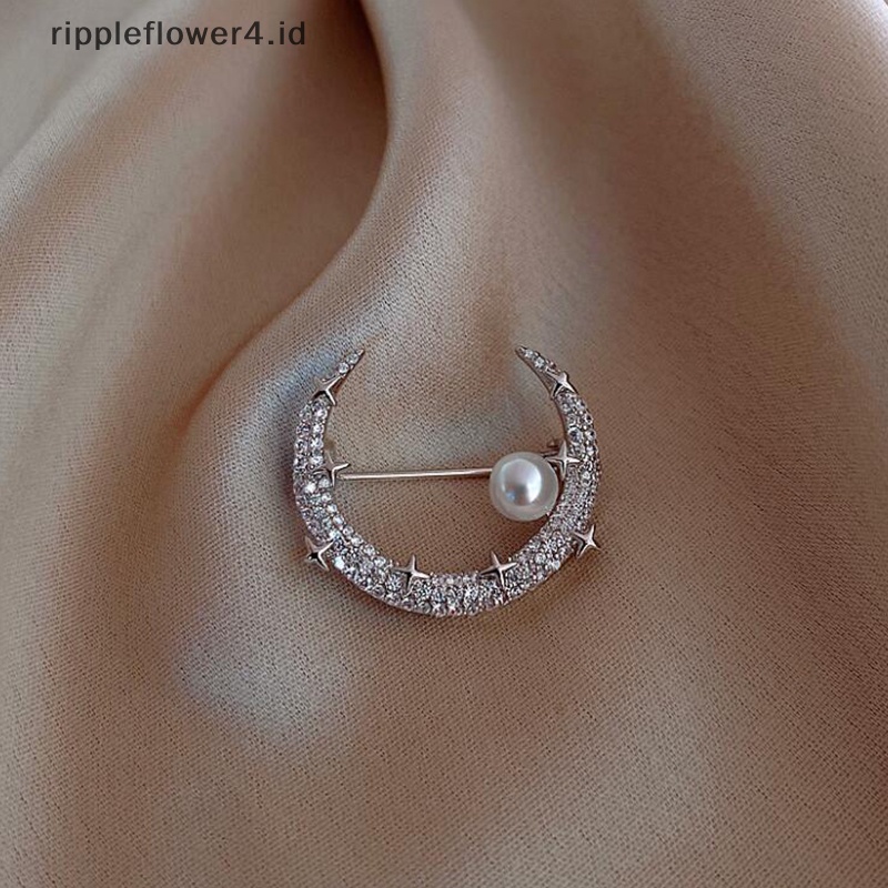 {rippleflower4.id} Bros Bulan Bintang Fashion Perhiasan Setelan Aksesoris Pin Bros Mutiara Untuk Fashion Kantor Pesta Bros Pin Garment Aksesori Pernikahan~