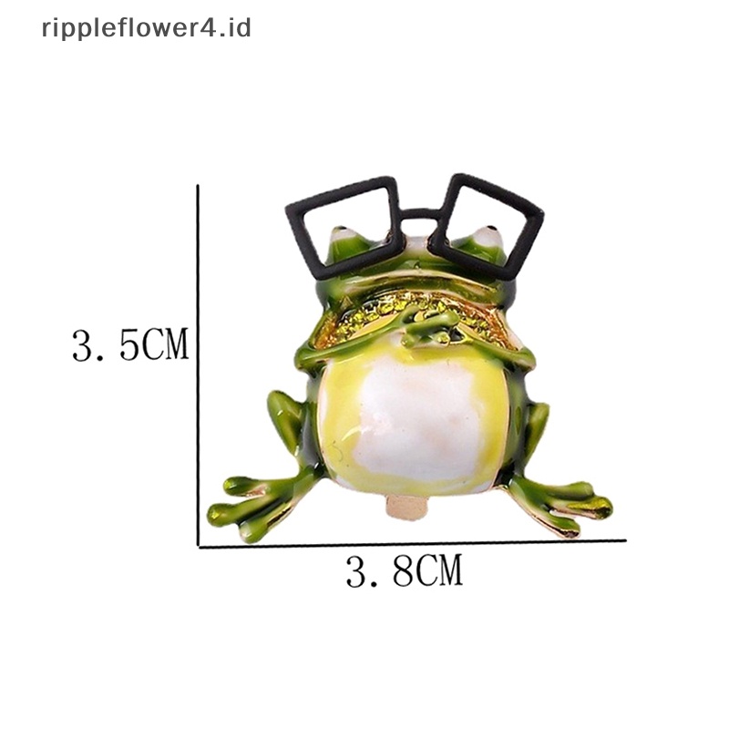 {rippleflower4.id} Fashion Vintage Lucu Kacamata Kodok Bros Dekorasi Logam Bros Syal Sweater Setelan Pin Up Gesper Hewan Bros Peniti Kerah Perhiasan Pin~