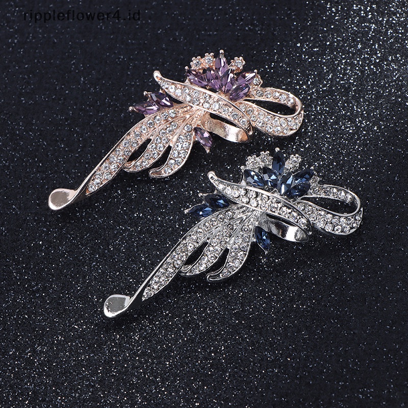 {rippleflower4.id} 1pc Wanita Elegan Kristal Bros Pin Fashion Perhiasan Pakaian Aksesoris Hadiah~