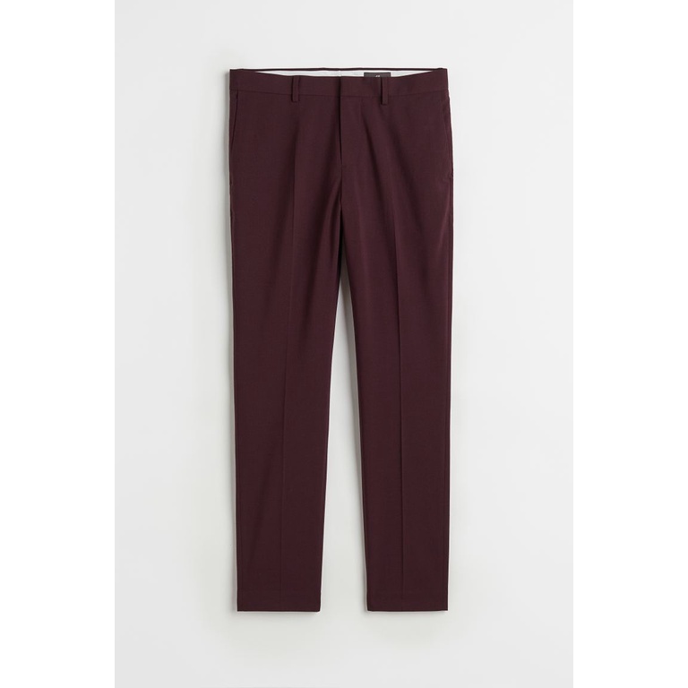 H&amp;M Celana Panjang Pria Skinny Fit Formal Kasual Maroon ORIGINAL