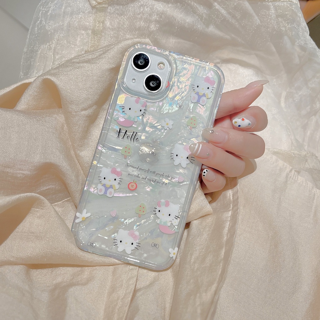 Hello Kitty Cocok Untuk iPhone 14 Pro Max Casing Ponsel iPhone Double-layer Motif Cetak Kompatibel Dengan Iphone13 13pro 13prm iPhone 11 11pro 14plus 12Pro Max Shockproof TPU Phone Case