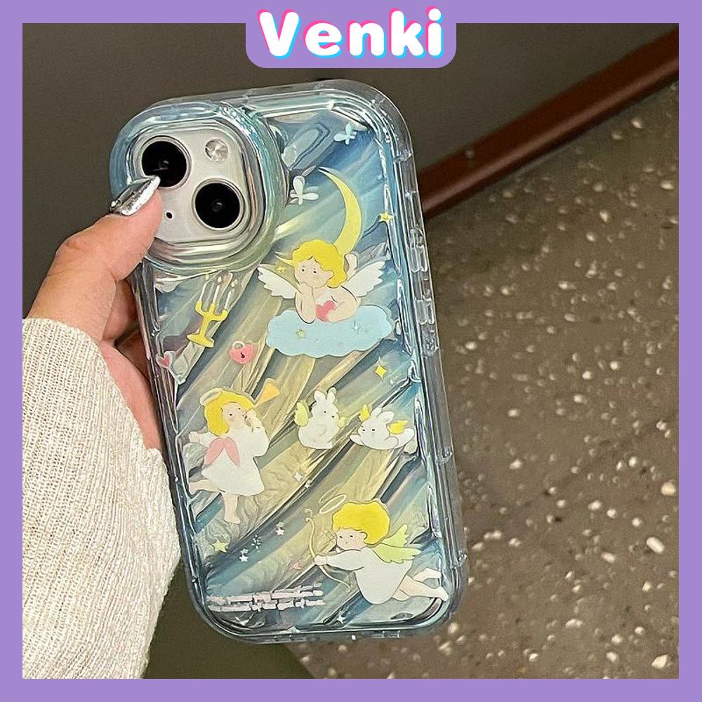 VENKI - Untuk iPhone 11 iPhone Case Laser Reflektif Bening Phone Case TPU Lembut Shockproof Airbag Phone Case Cantik Cupid Lucu Kompatibel dengan iPhone 14 13 Pro max 12 Pro Max XR XR 7