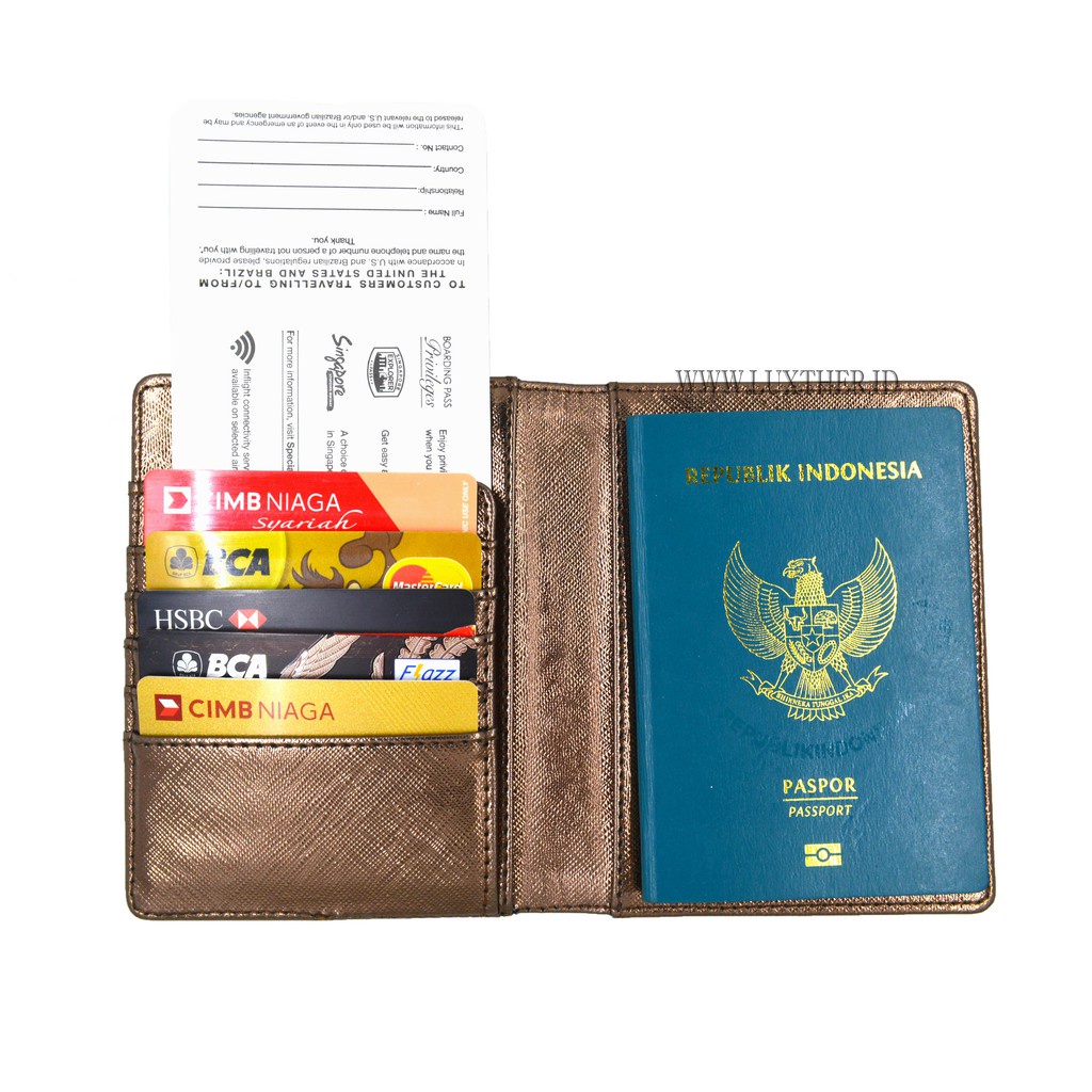 LUXTHER - Passport Flip Metalic / Passport Cover / Tempat Passport / Passport / Dompet kartu / tas wanita