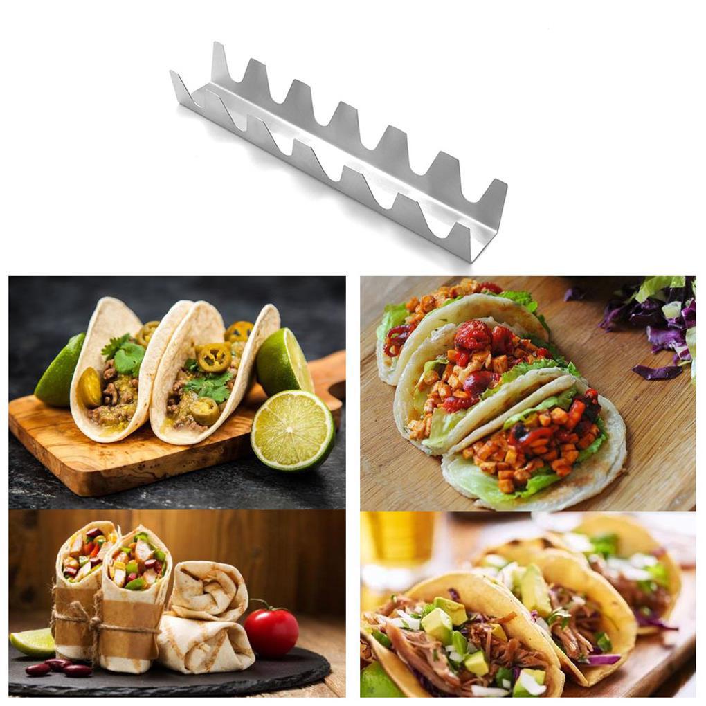 Rak Taco Stainless Steel Perlengkapan Dapur Pizza Holder Struktur Stabil Tahan Aus Stand-up Holder Rak Hot Dog