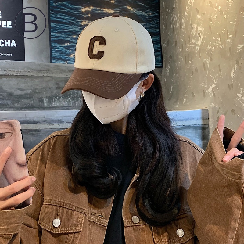Topi baseball Kontras Warna C Topi Huruf fashion