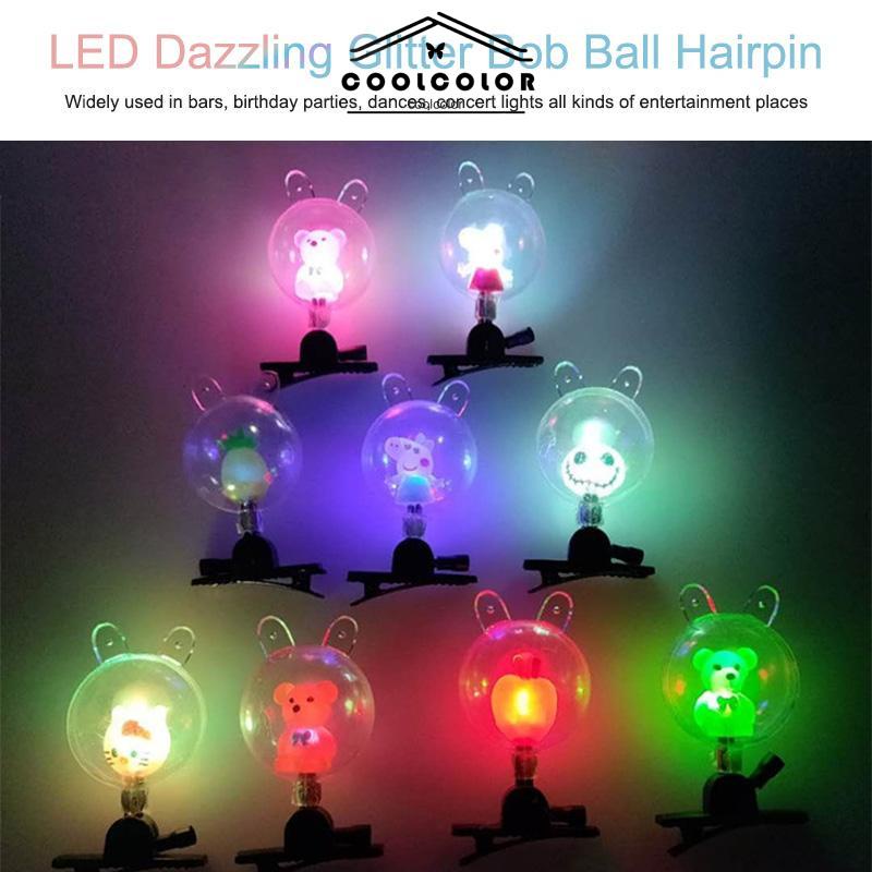 COD❤️Jepit rambut bola bobble pemancar cahaya LED Kartun kreatif Hiasan kepala yang lucu- cl