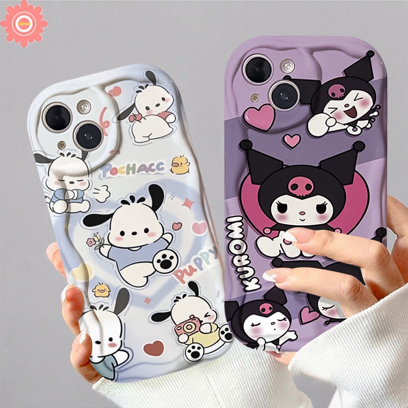 Case Untuk Redmi A1 10 9A 10C 9T 9C 9 10A 9C NFC A2 Note 11 12 10 11s 10s 10Pro 10 Pro Max Plus POCO M3 Kartun Lembut 3D Wavy Curved Edge Cute Pochacco Cinnamoroll Kuromi Soft Cover