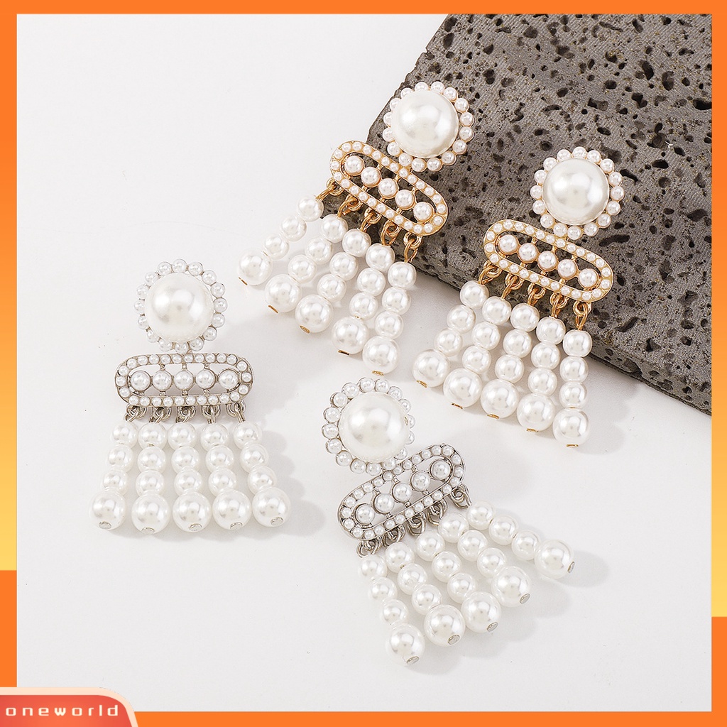 [WOD] 1pasang Anting Vintage Gaya Perancis Mutiara Imitasi Rumbai Semua Pertandingan Indah Berdandan Wanita Bergaya Retro Woman Earrings Untuk Pakaian Sehari-Hari