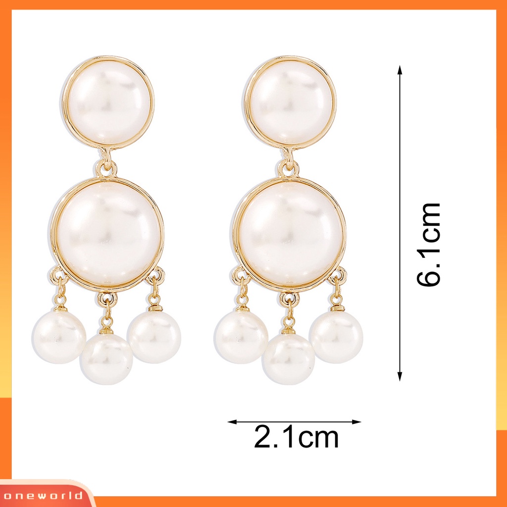 [WOD] 1pasang Drop Earrings Vintage Berlebihan Elegan Geometris Semua Pertandingan Dekorasi Hadiah Wanita Mutiara Imitasi Rumbai Menjuntai Earrings Perhiasan Untuk Pacaran