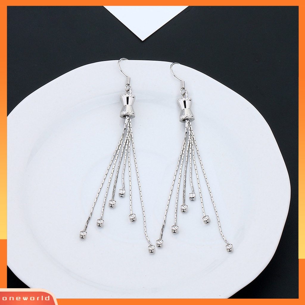 [WOD] 1pasang Anting Menjuntai Jumbai Panjang Temperamen Elegan High Gloss Cantik Hadiah Fashion Perhiasan Bling Zirkon Hook Linear Earrings Untuk Pacaran