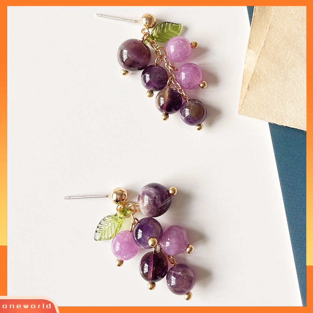 [WOD] 1pasang Hidup Menawan Menjuntai Anting Paduan Indah Buah Anggur Drop Stud Earrings Perhiasan Acessories