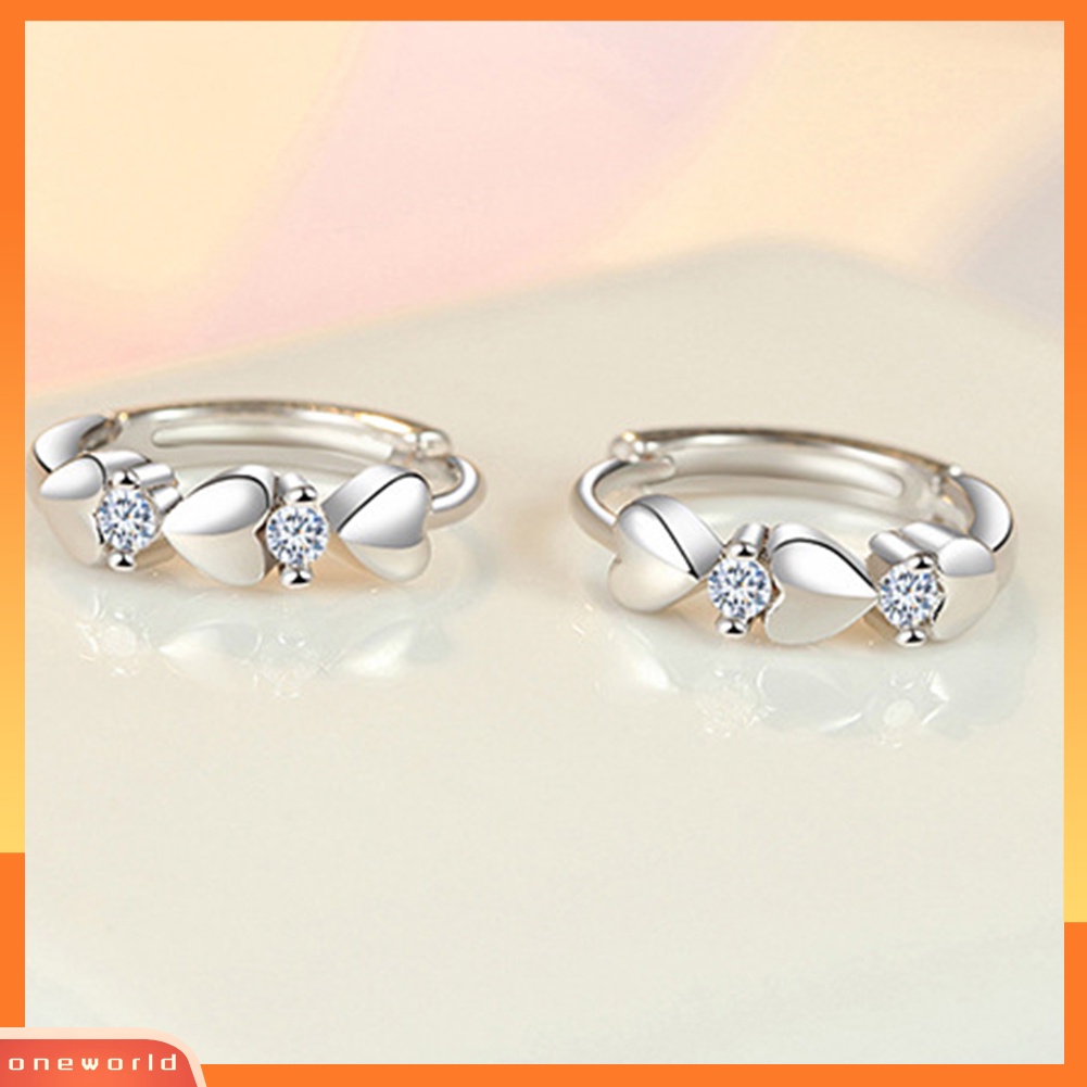 [WOD] Wanita Cubic Zirconia Hias Hati Huggie Anting Hadiah Perhiasan Pesta Pernikahan