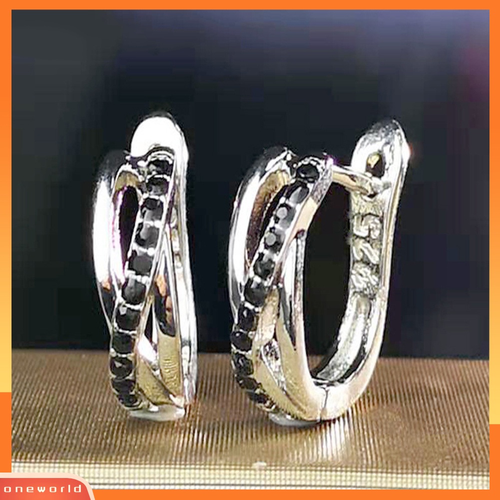 [WOD] Fashion Wanita Berlian Imitasi Bertatahkan Cross Hoop Earrings Hadiah Perhiasan Pesta Pernikahan