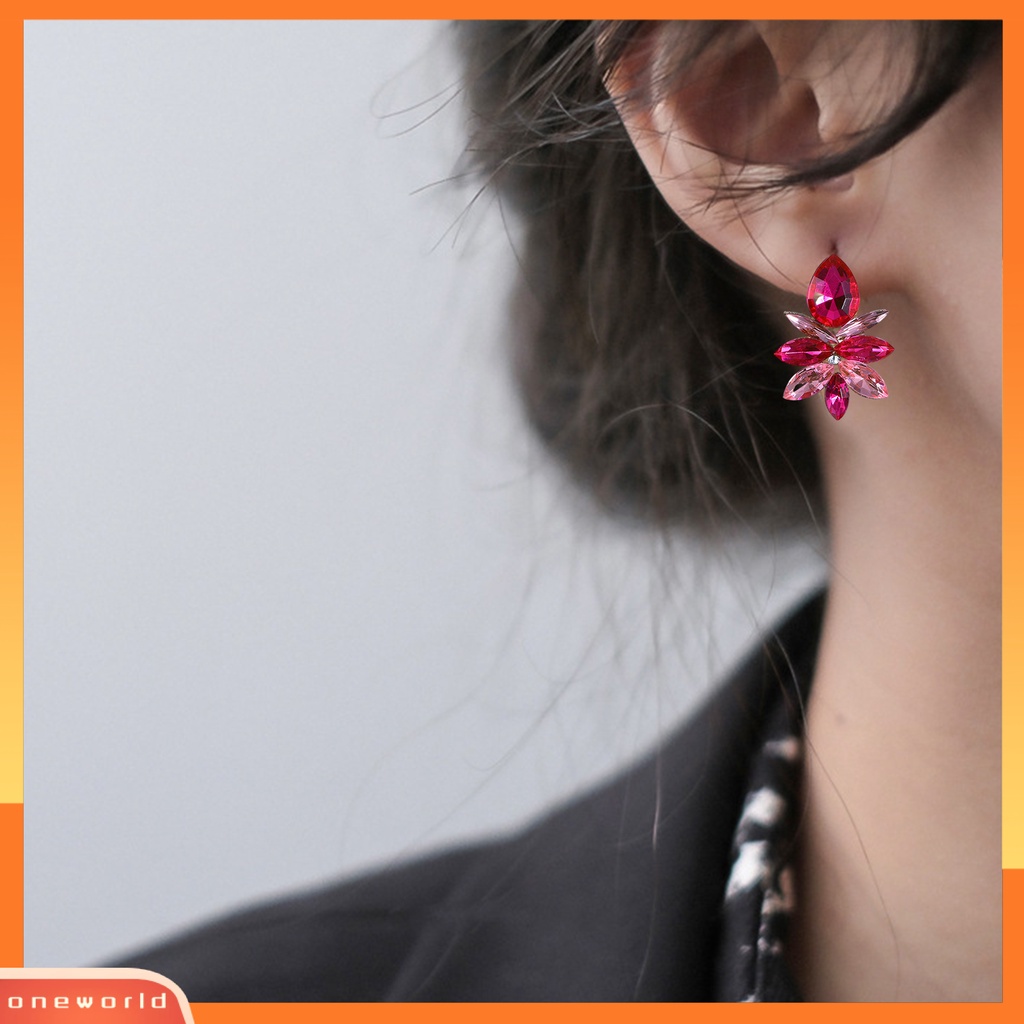 [WOD] 1pasang Anting Drop Wanita Indah Tahan Lama Alloy Fashion Mewah Berlian Imitasi Anting Tetesan Air Untuk Pesta