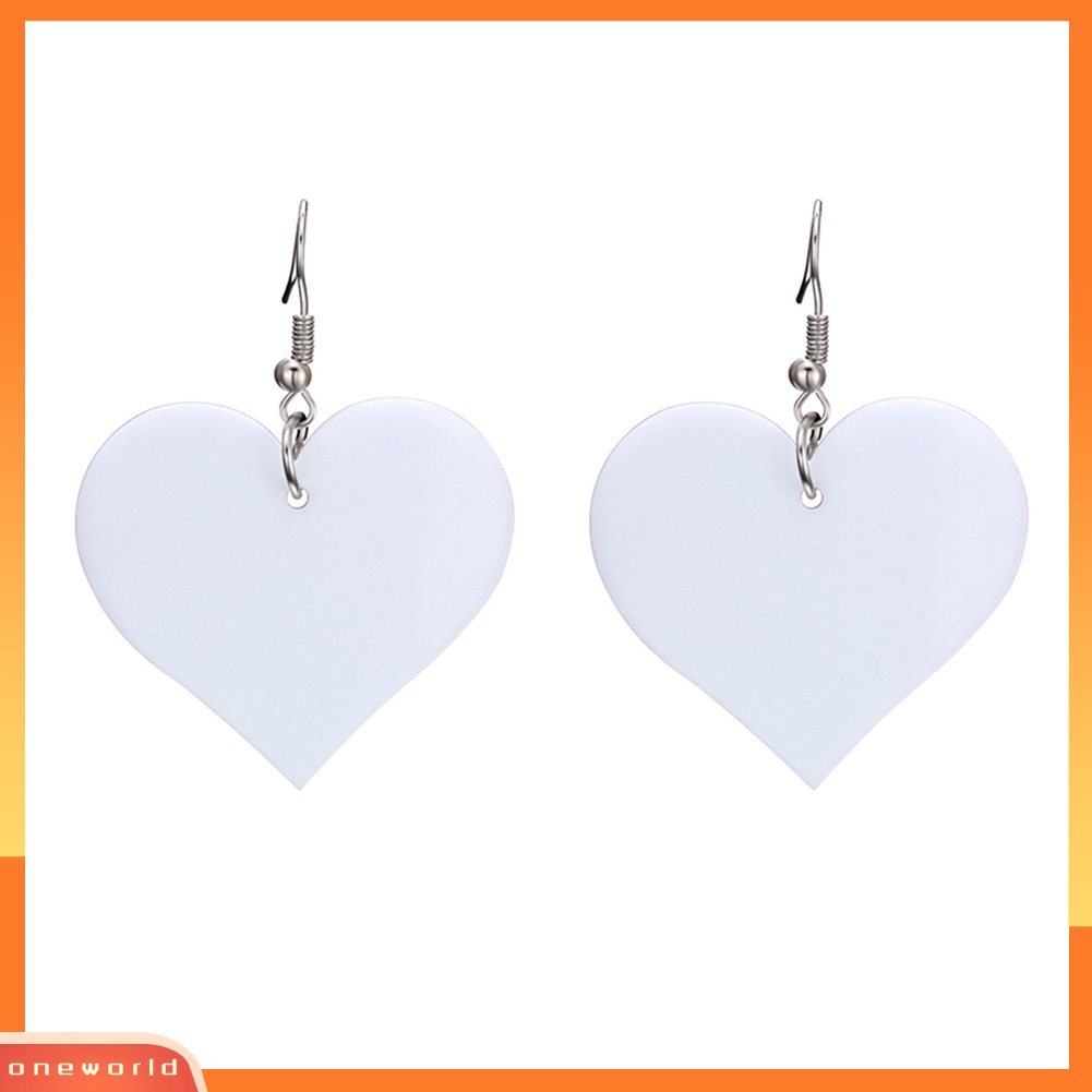 [WOD] Fashion Wanita Bentuk Hati Liontin Menjuntai Akrilik Drop Hook Anting Perhiasan