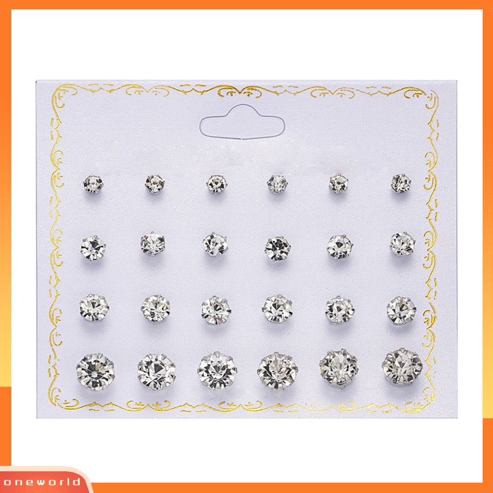 [WOD] 12pasang Fashion Wanita Zirkon Berlian Imitasi Mutiara Imitasi Hias Stud Earrings Jewelry