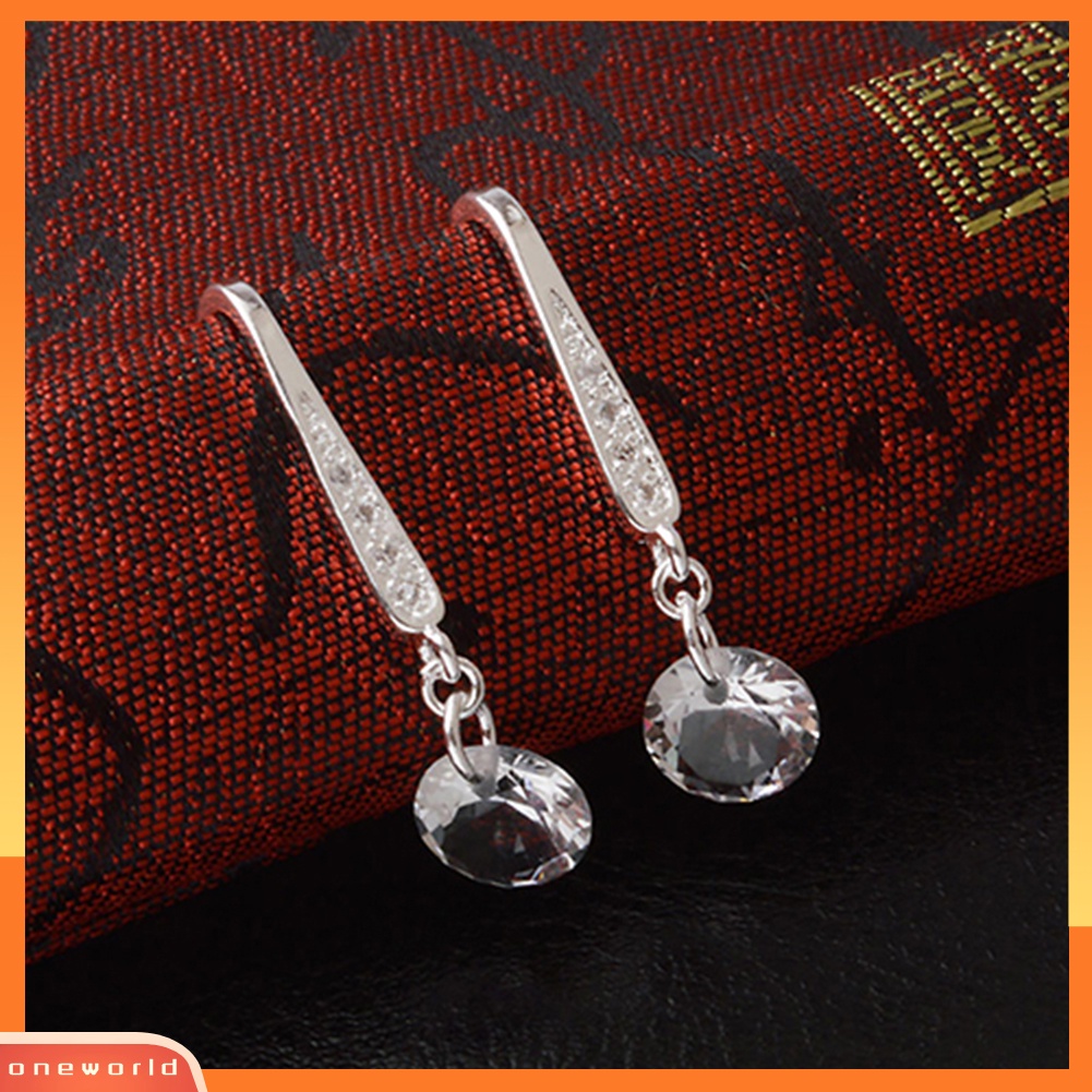 [WOD] Wanita Fashion925 Sterling Perak Berlian Imitasi Menjuntai Anting-Anting Perhiasan Pernikahan