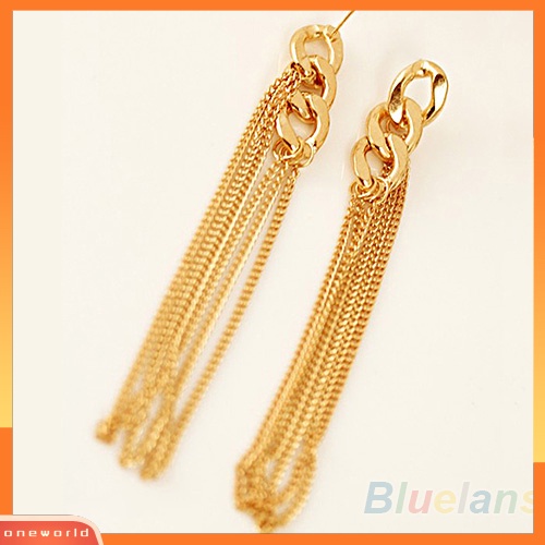 [WOD] Anting Retro Rantai Menjuntai Perhiasan Rumbai Emas Untuk Wanita Pesta Prom Hadiah
