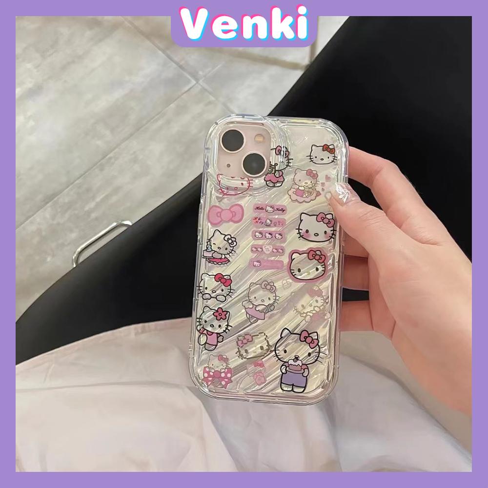 VENKI - iPhone Case untuk iPhone 11 Laser Reflektif Bening Phone Case TPU Soft Shockproof Airbag Case Lucu Kartun Kucing Kompatibel dengan iPhone 14 13 Pro Max 12 Pro Max XR XR 7 8Plus