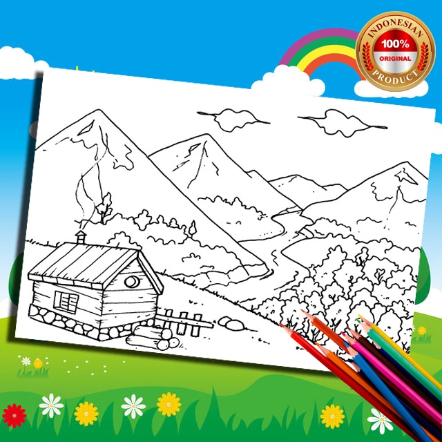 Gambar Mewarnai ~ PEMANDANGAN/ Seketsa Lukis / Drawing Sketch / Sketsa Menggambar A4 (Bukan Buku) AN