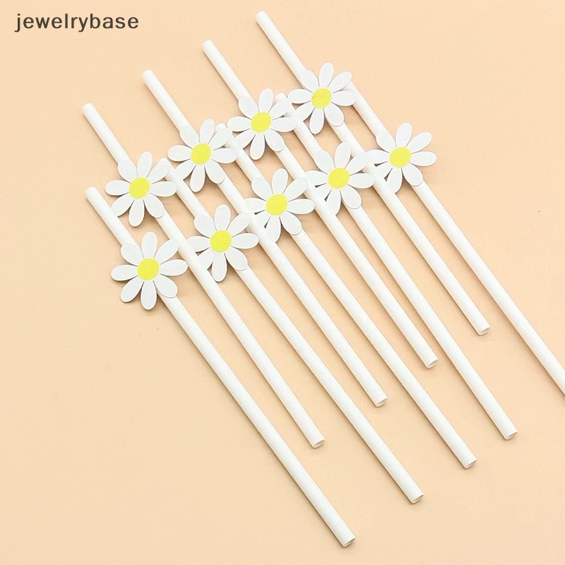 [jewelrybase] 30 Pcs Bunga Daisy Manis Sekali Pakai Sedotan Kertas Bar Minum Sedotan Pesta Butik