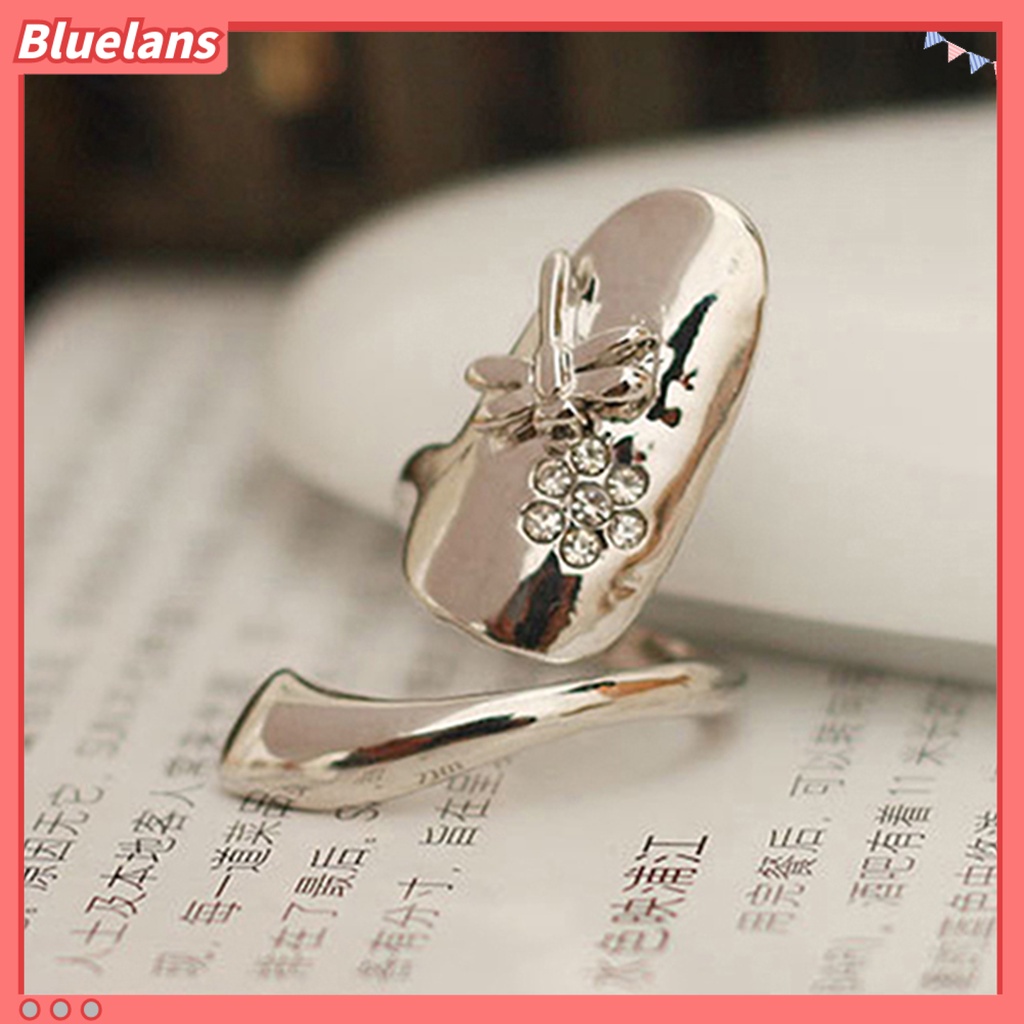 [BLS] 1pc Cincin Kuku Jari Poles Berlian Imitasi Alloy Alloy Finger Nails Ring Untuk Pesta