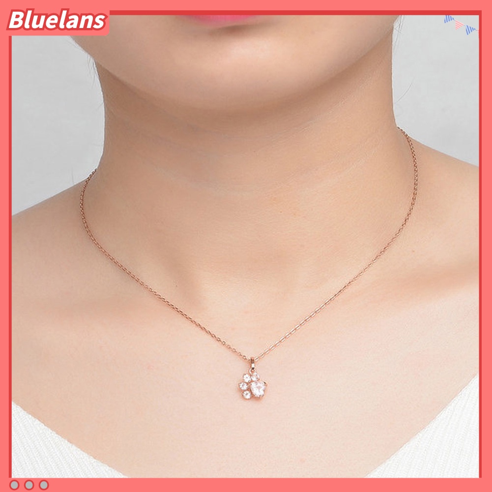[BLS] Wanita Fashion Anjing Kucing Cakar Berlian Imitasi Liontin Kalung Rantai Perhiasan Hadiah