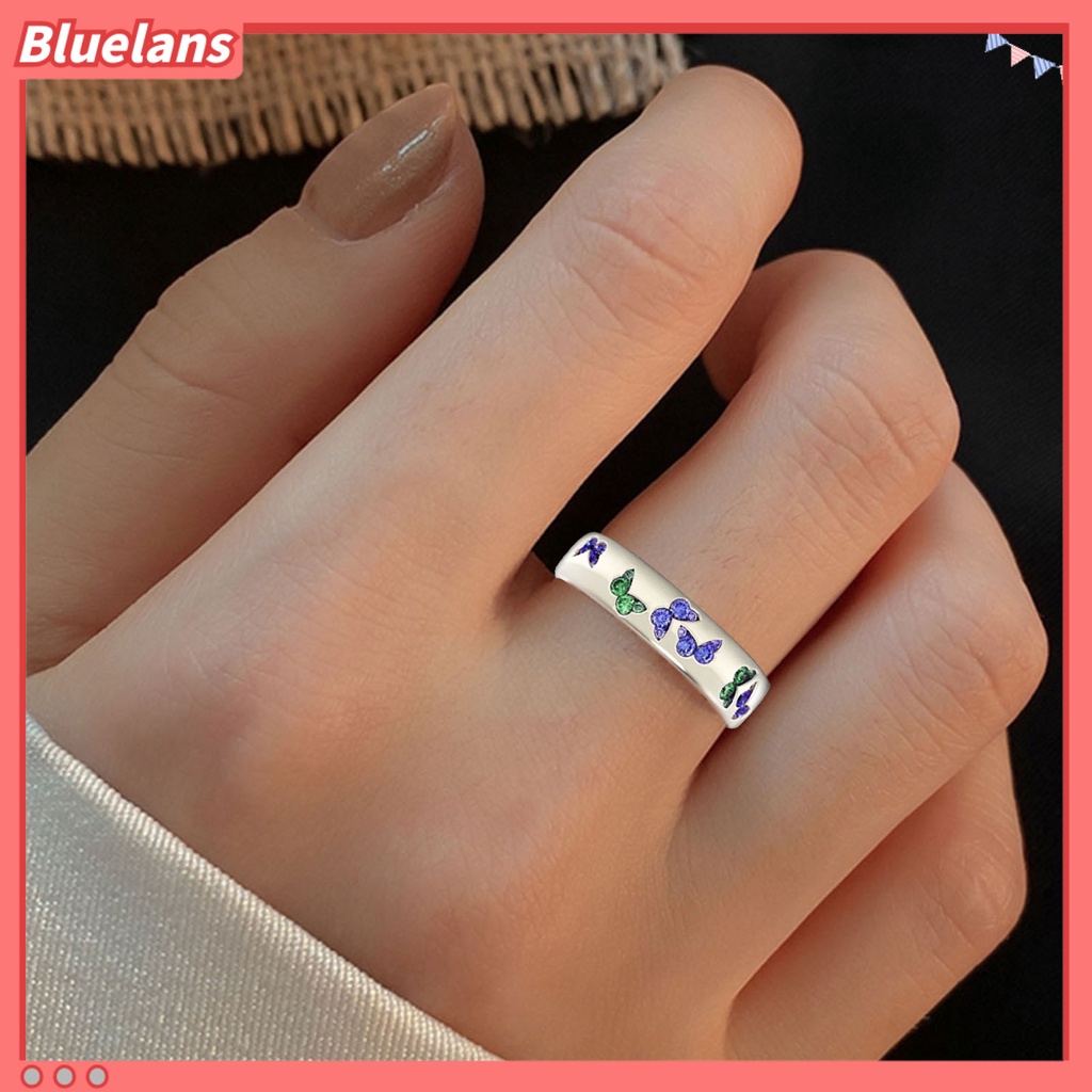 [BLS] Cincin Wanita Mengkilap Motif Kupu-Kupu Stainless Indah Warna Campur Lady Finger Ring Untuk Pernikahan