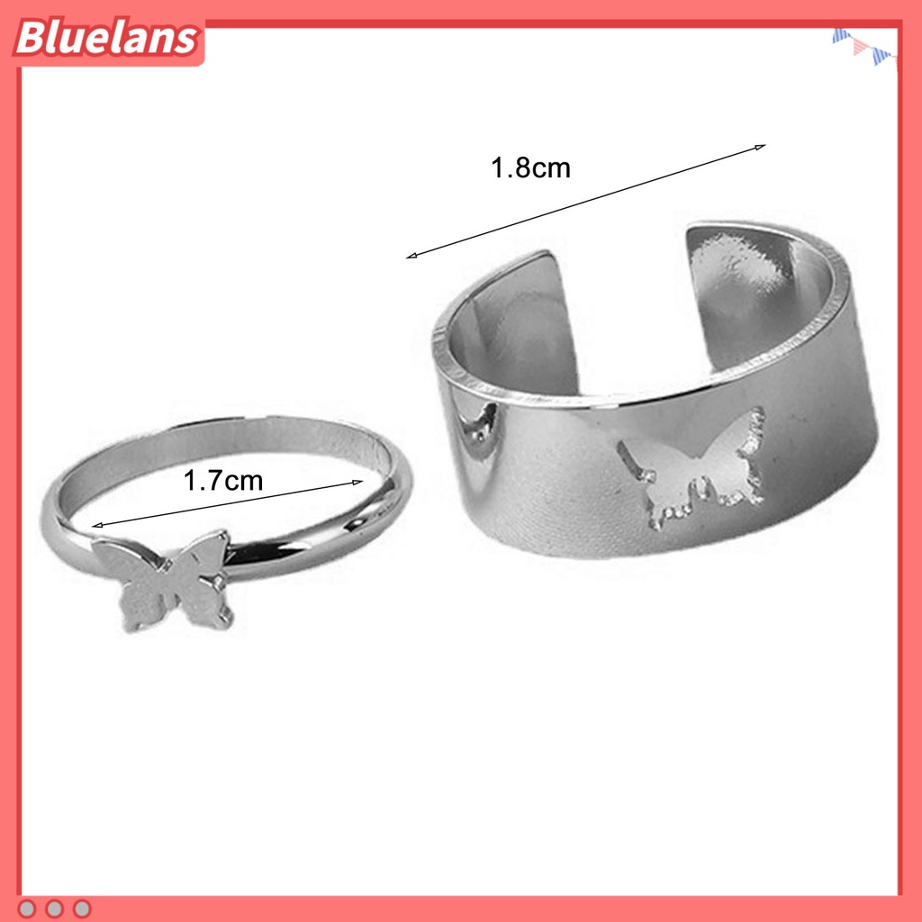 [BLS] 2pcs /Set Cincin Pasangan Warna Solid Yang Sesuai Dengan Cincin Gaya Punk Bentuk Bulan Cincin Pernikahan Hadiah Ulang Tahun