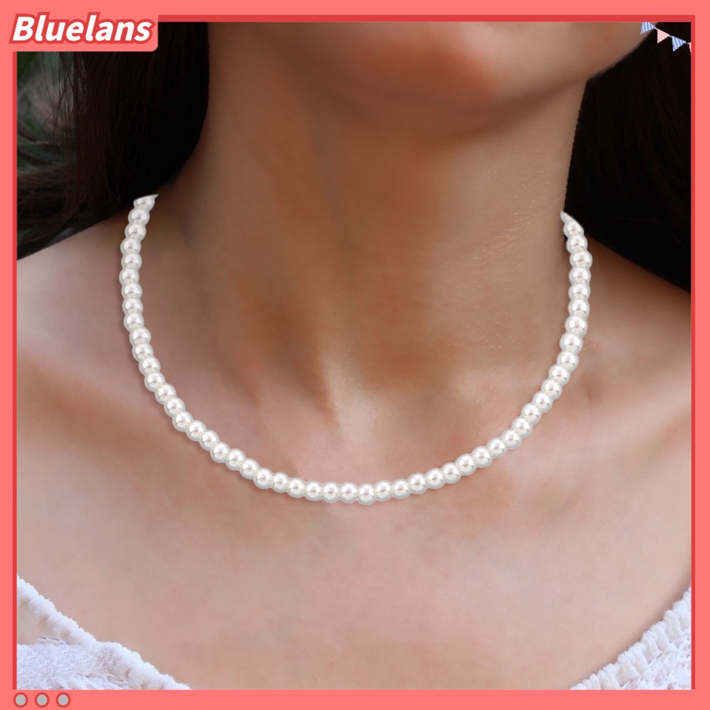 [BLS] Choker Kalung Royal Permukaan Halus Indah Imitasi Mutiara Simetris Kalung Pengantin Perhiasan Pernikahan