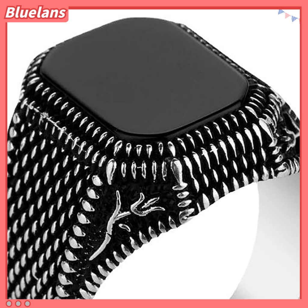 [BLS] Fashion Cincin Nyaman Bersinar Mewah Kepribadian Trendi Menghias Paduan Bertatahkan Permata Hitam Cincin Hadiah