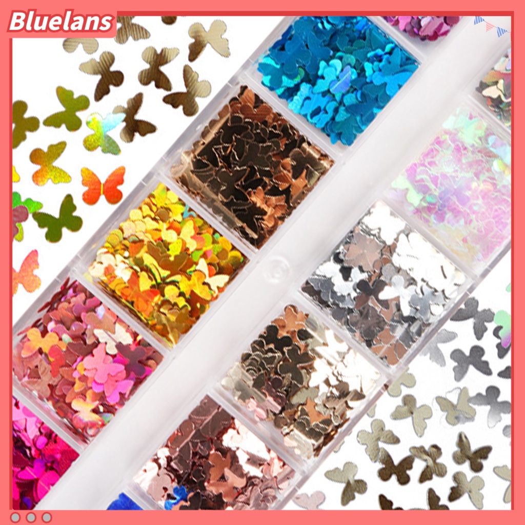 [BLM] 12kisi-kisi/kotak Paku Sequin Butterfly Nail Art DIY Ringan Indah Untuk Musim Panas