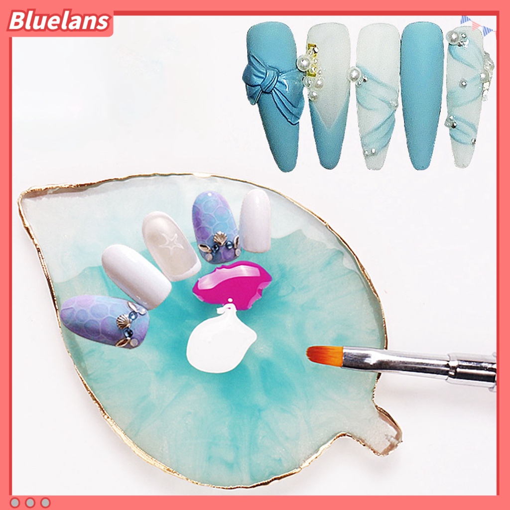 [BLM] Palet Kutek Burr Free Permukaan Halus Bisa Dicuci Mix Warna Agate Leaf Shaped Nail Gel Polish Colors Mixing Palette Perlengkapan Kuku