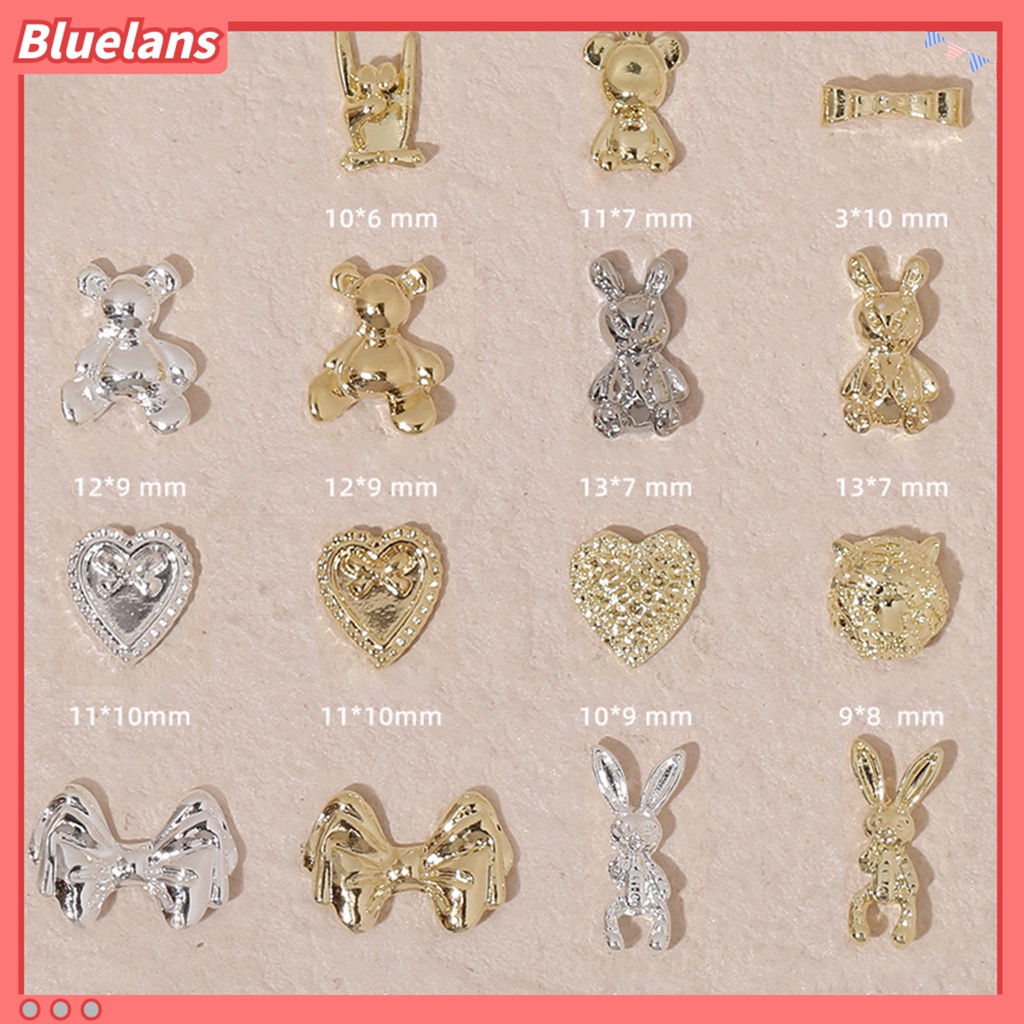[BLM] 10pcs Hiasan Kuku Gloss Tidak Jatuh Tiga Dimensi DIY Mempesona Efek Visual Jantung Busur Beruang Kelinci Kuku Paduan Dekorasi Kuku Salon Pasokan
