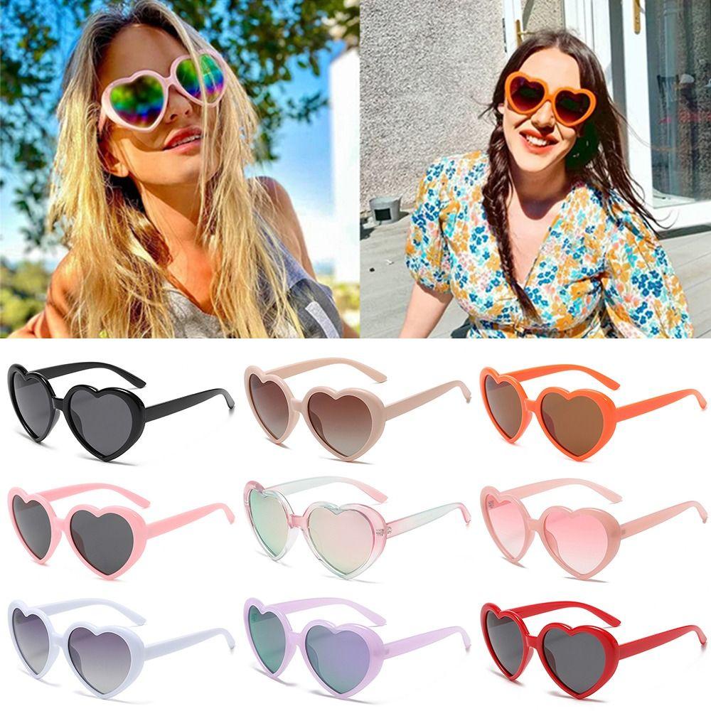 R-flower Polarized Heart Sunglasses Musim Panas Kacamata Pesta Fashion Wanita Warna Permen Berbentuk Hati