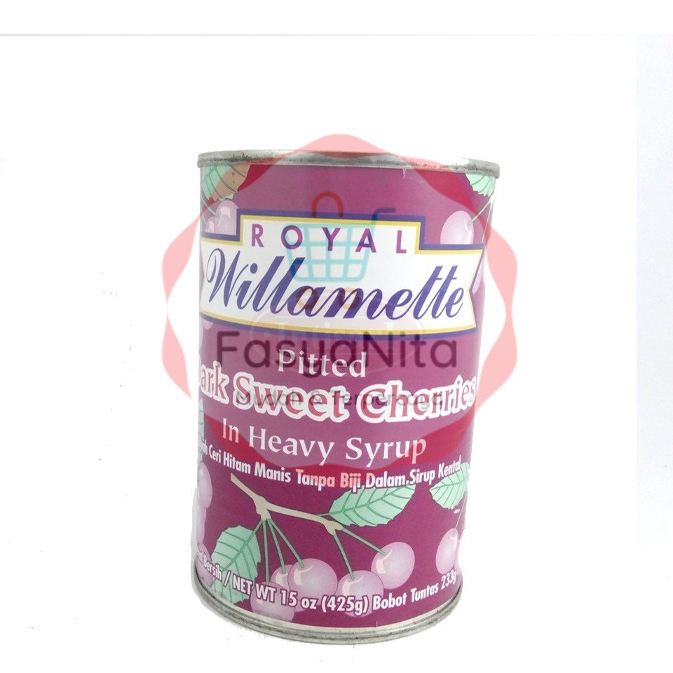 

Ceri Hitam dalam sirup | ROYAL WILLAMETTE Dark Sweet Cherries in heavy syrup 425gr 850gr Cherry Frutaneira SW S&W Black forest cake