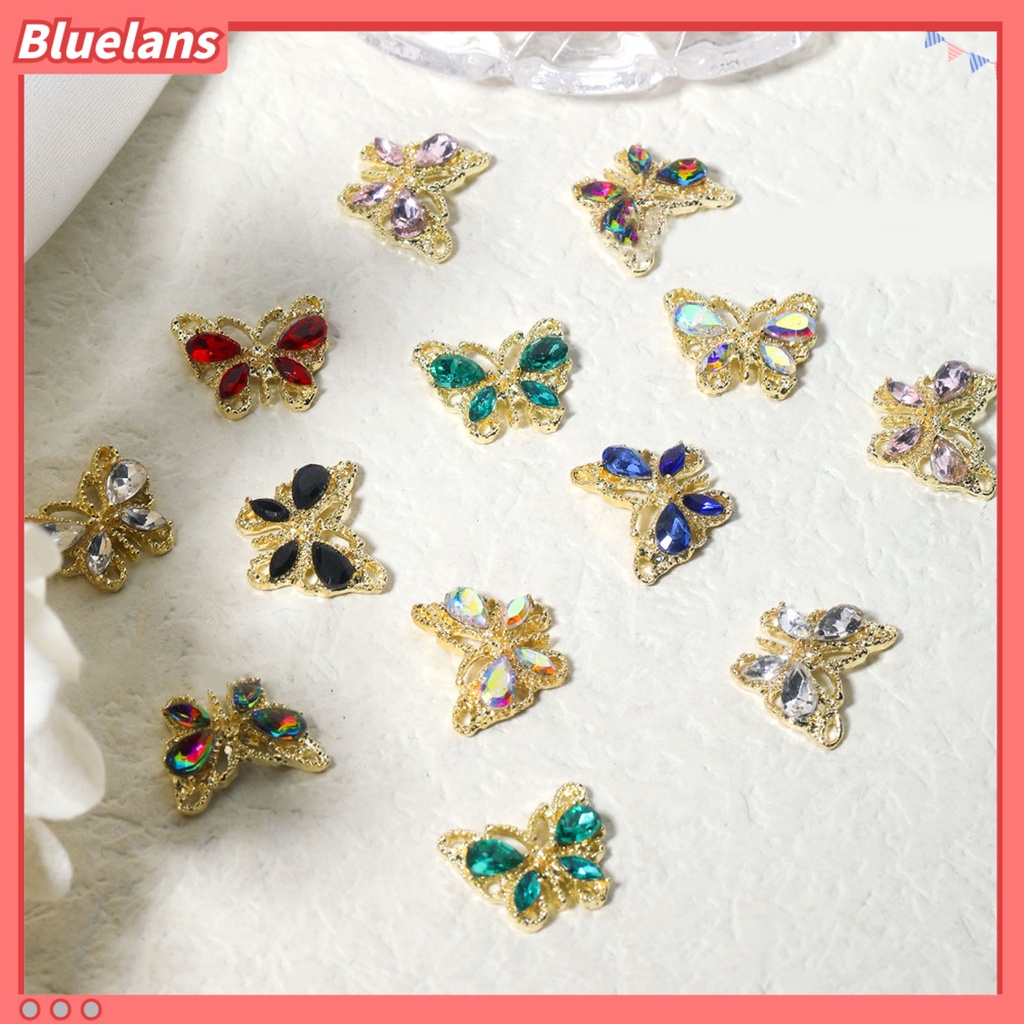[BLM] 10pcs Kuku Berlian Imitasi Tiga Dimensi Bersinar Mewah Bentuk Kupu-Kupu Mudah Diterapkan DIY Nail Art Nail-Beauty Faux Crystal Nail Jewelry Charms Perlengkapan Salon Kuku