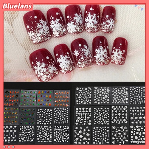 [BLM] 12lembar Natal Snowflake Zip 3D Decals Nail Art Tips Stiker DIY Manicure