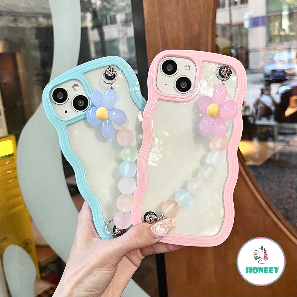 Casing Ponsel Tepi Gelombang Sederhana Untuk iPhone 14 Pro Max13 12 11 Pro Max Casing iPhone XR XS 7 8plus Fashion Penutup Belakang Rantai Bunga