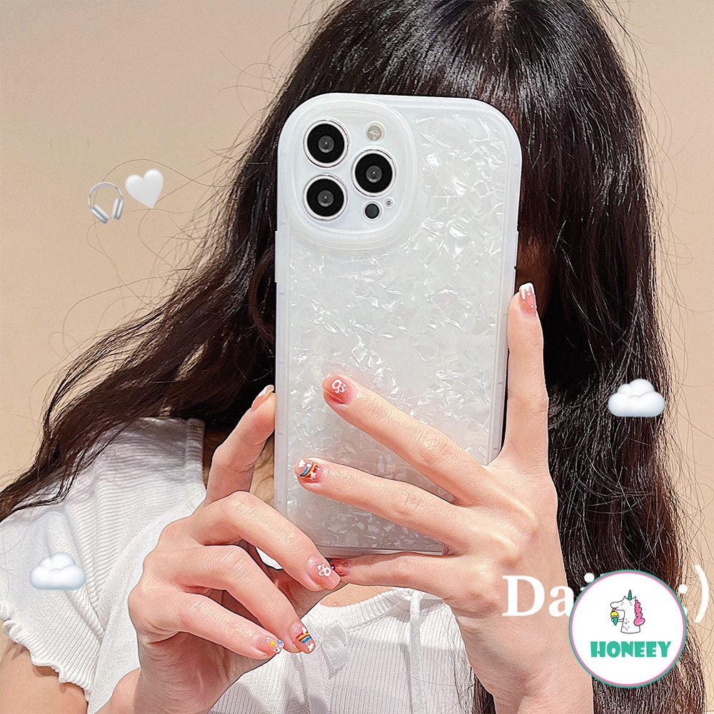 Casing Ponsel Marmer Shell Dream Glitter Untuk iPhone 14 Pro 13 12 11 Pro Max XR XS Max X14 8 7Plus Lembut Shockproof Back Cover