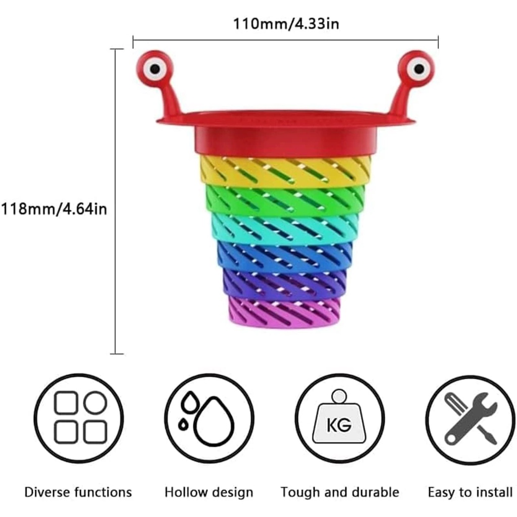 Saringan Wastafel Dapur &amp; Kamar Mandi/Cute Little Rainbow Monster Floor Drain/Drainer Wastafel Stainless Steel/Saringan Keranjang Wastafel Untuk Sisa Filter